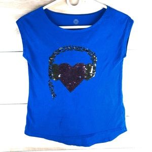 Total Girl Flip Sequin Sleeveless Top Blue Lrg 14